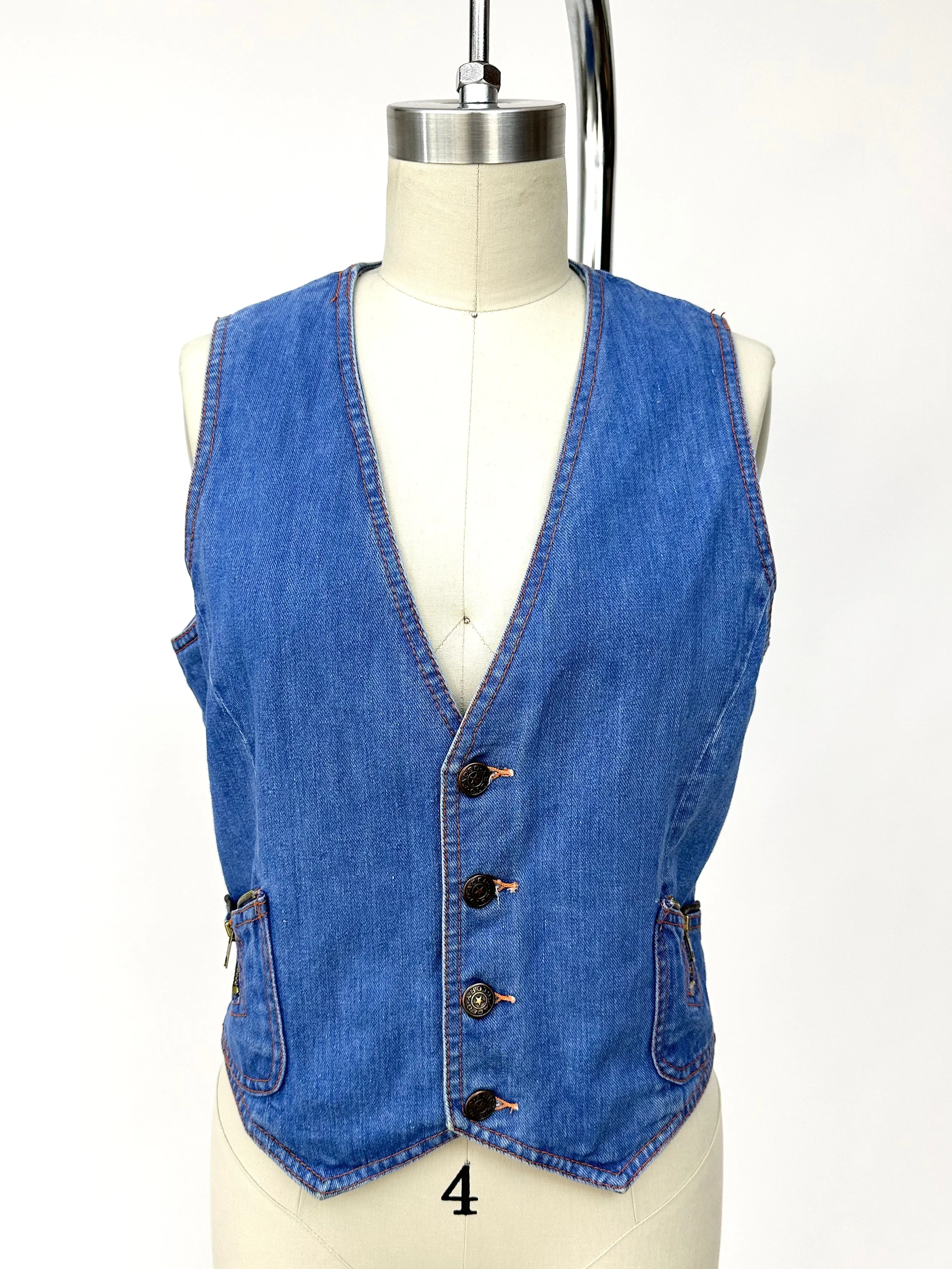 1970s Faded Glory Denim Vest