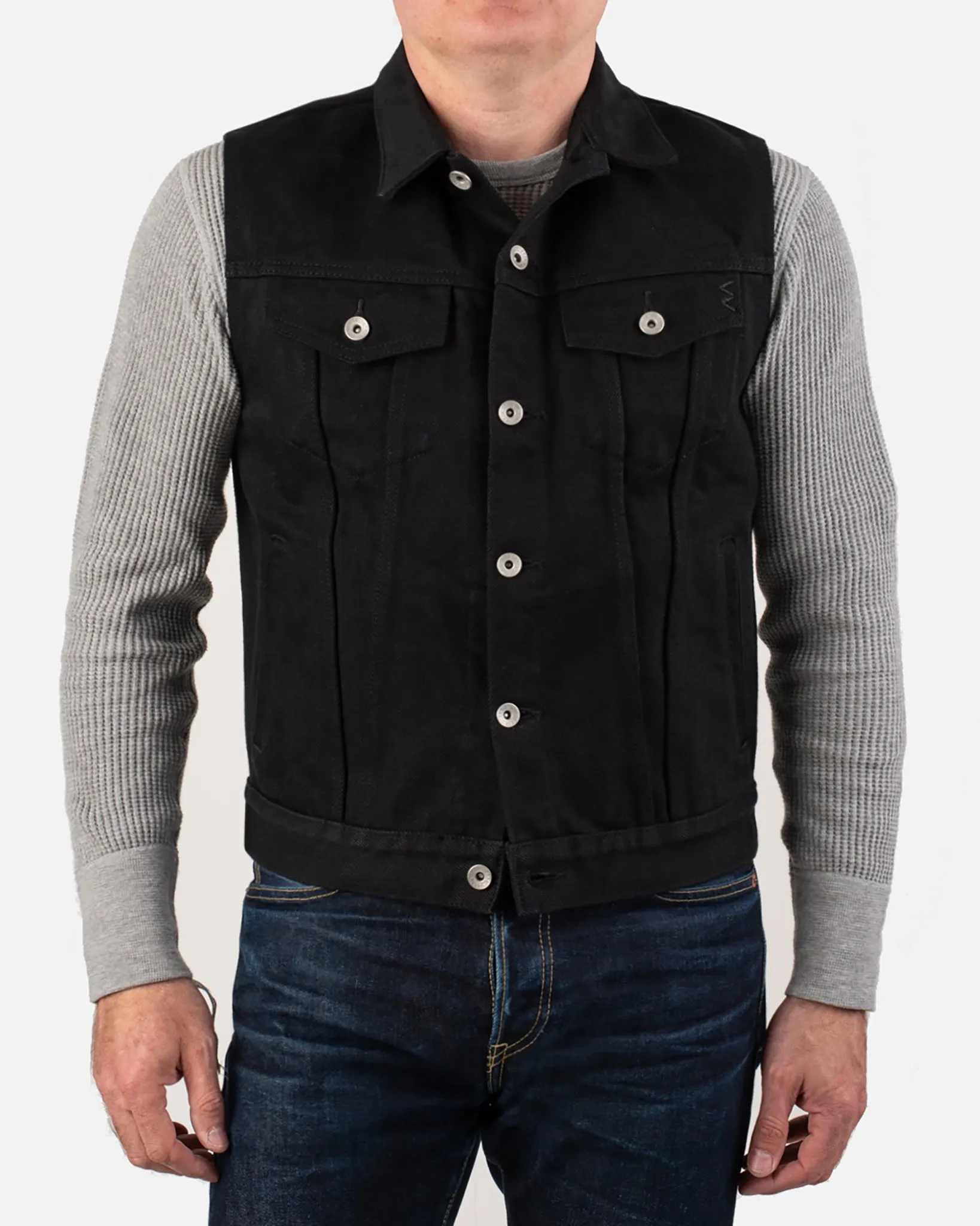 21oz Non-Fade Denim Type III Vest - Superblack