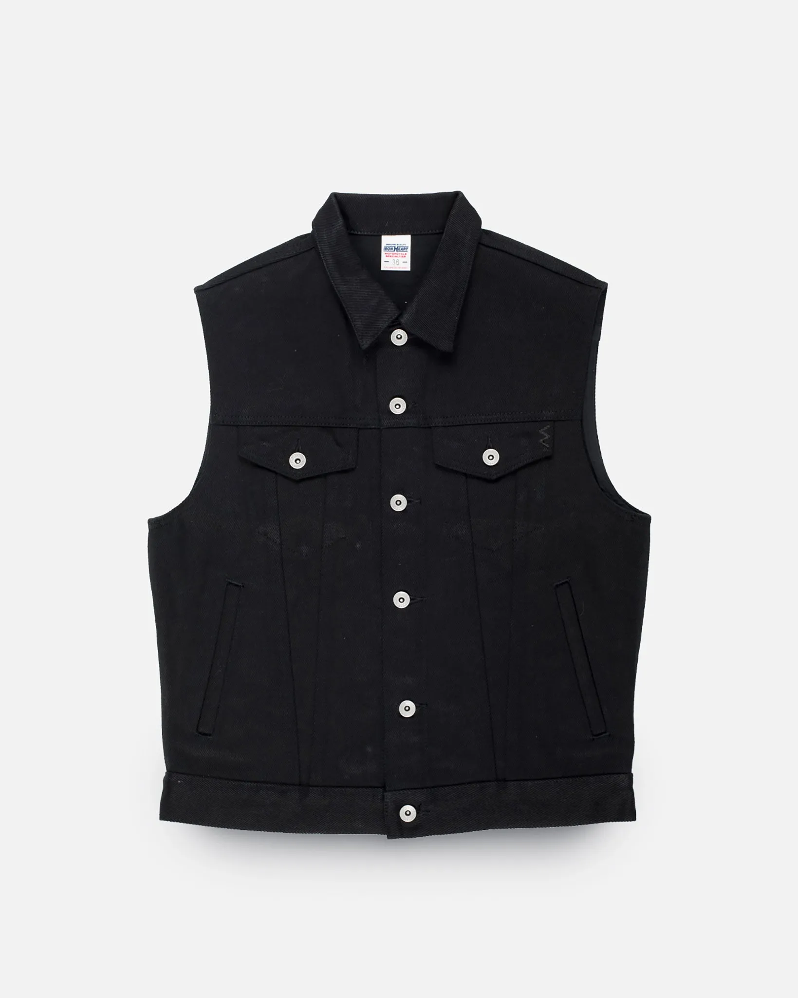 21oz Non-Fade Denim Type III Vest - Superblack