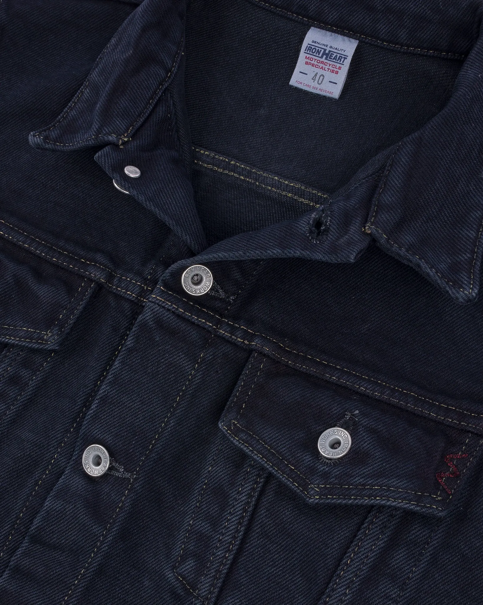 21oz Selvedge Denim Modified Type III Vest - Indigo Overdyed Black