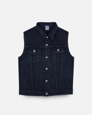 21oz Selvedge Denim Modified Type III Vest - Indigo Overdyed Black