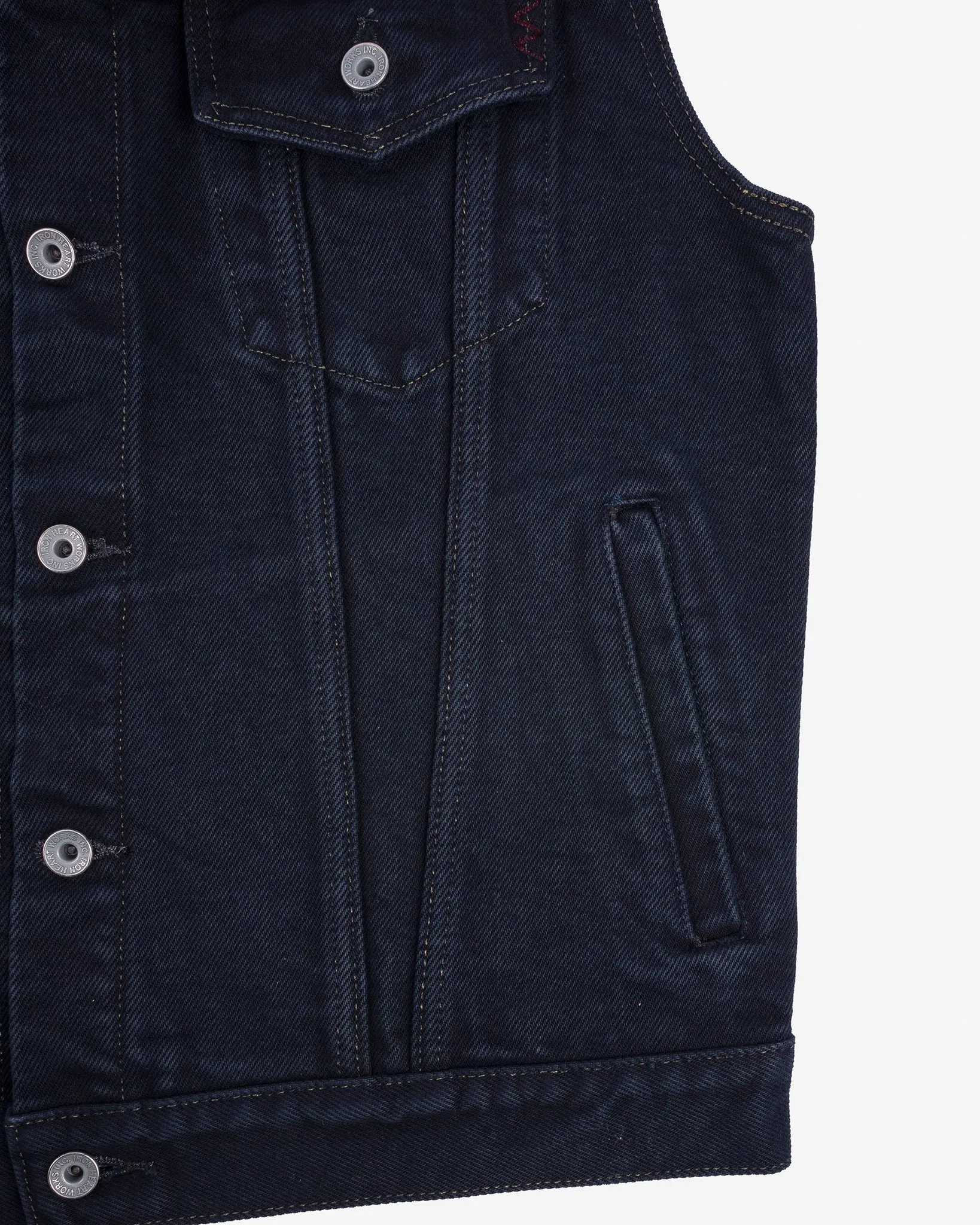 21oz Selvedge Denim Modified Type III Vest - Indigo Overdyed Black