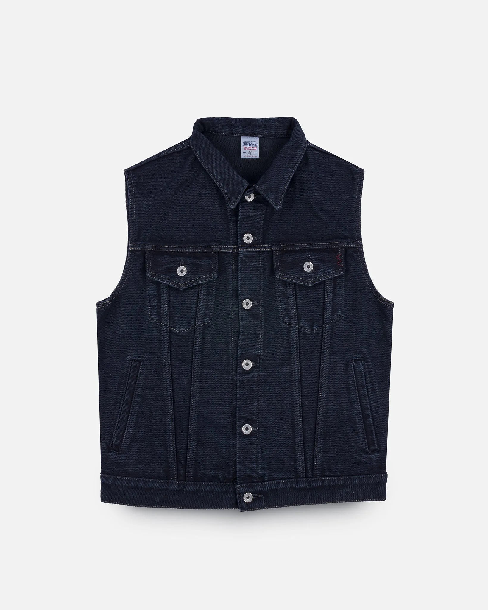 21oz Selvedge Denim Modified Type III Vest - Indigo Overdyed Black