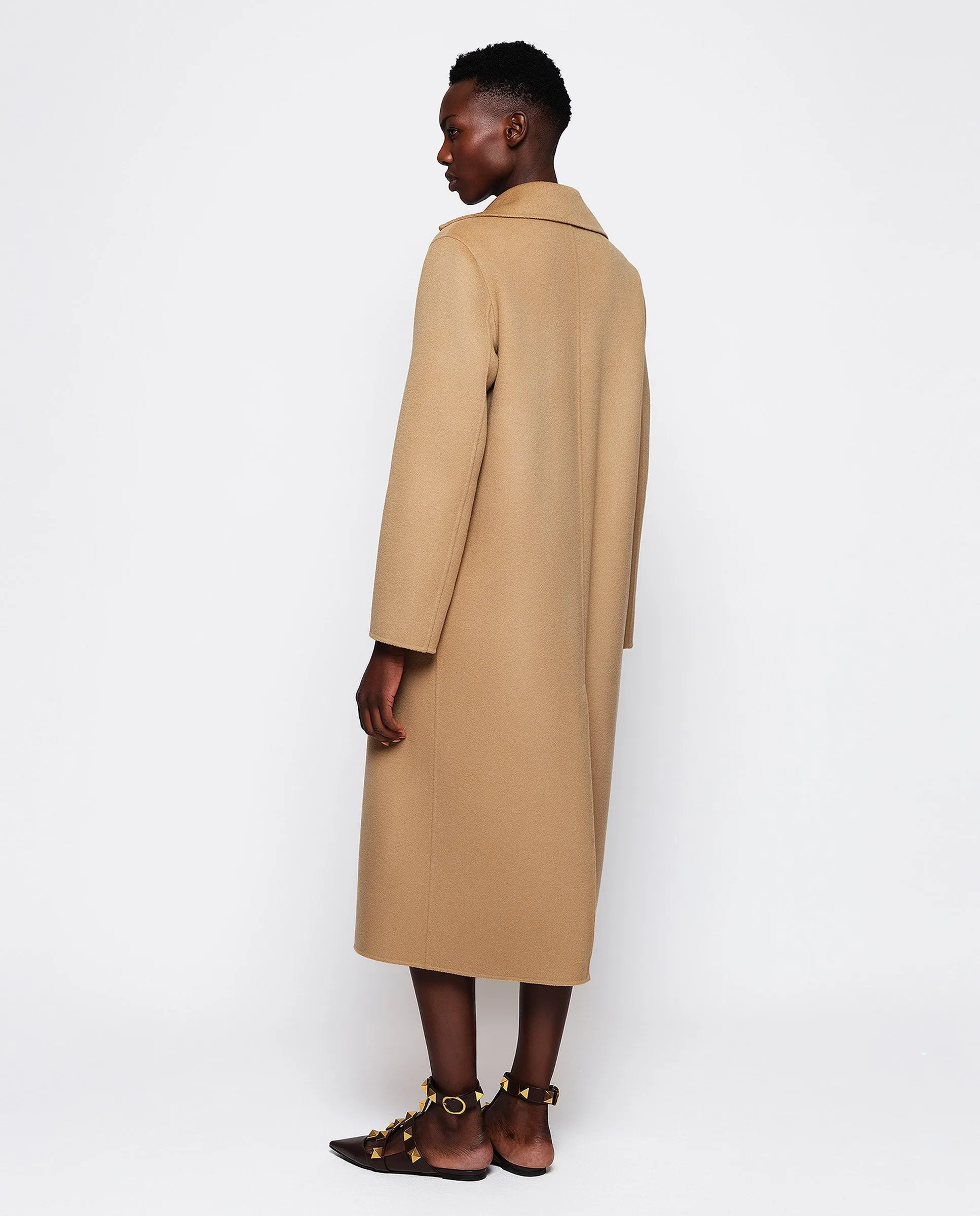 Abrigo doble faz camel de lana y cashmere