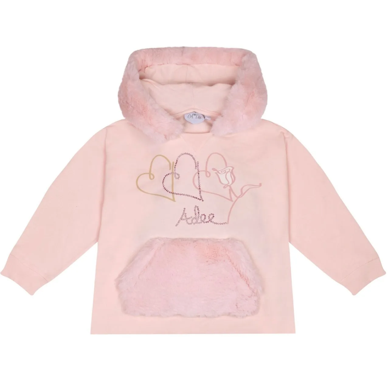 ADee SOPHIA Pink Faux Fur Hooded Tracksuit W243515