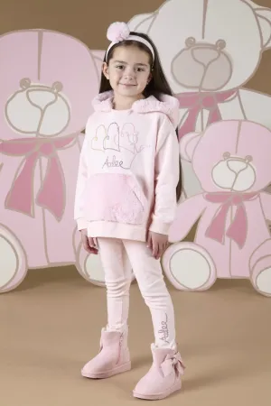 ADee SOPHIA Pink Faux Fur Hooded Tracksuit W243515