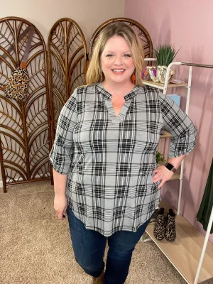 Always a Sure Thing Top - Gray Plaid - Restocked!