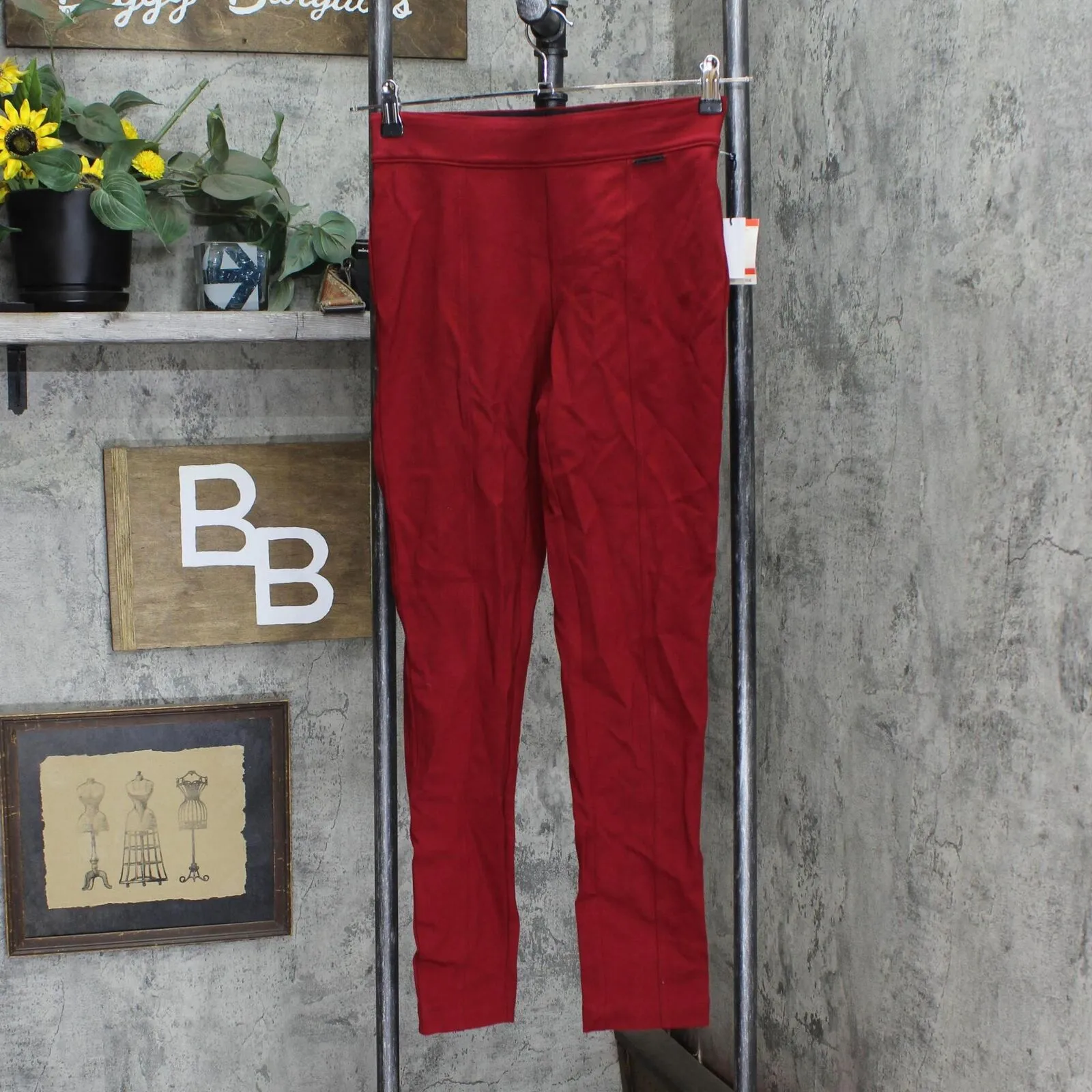 Anne Klein Women Compression High Waist Straight Leg Ponte Leggings Titan Red XS