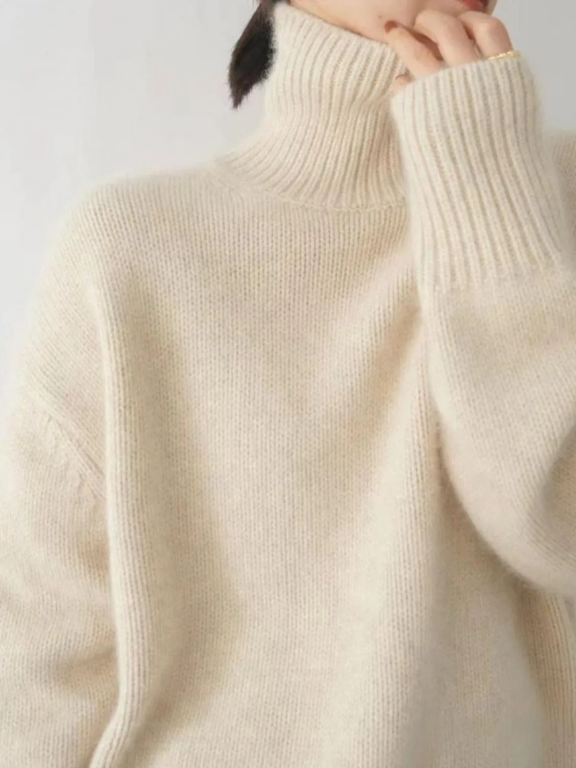 Ava Turtleneck Dropped Shoulder Oversized Sweater | 3 Colors | Poundton