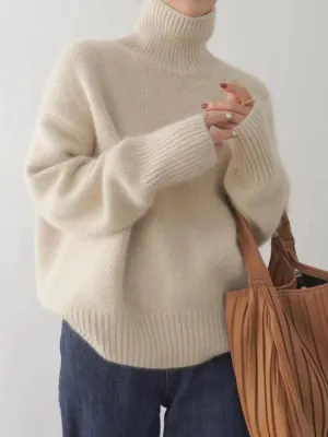 Ava Turtleneck Dropped Shoulder Oversized Sweater | 3 Colors | Poundton