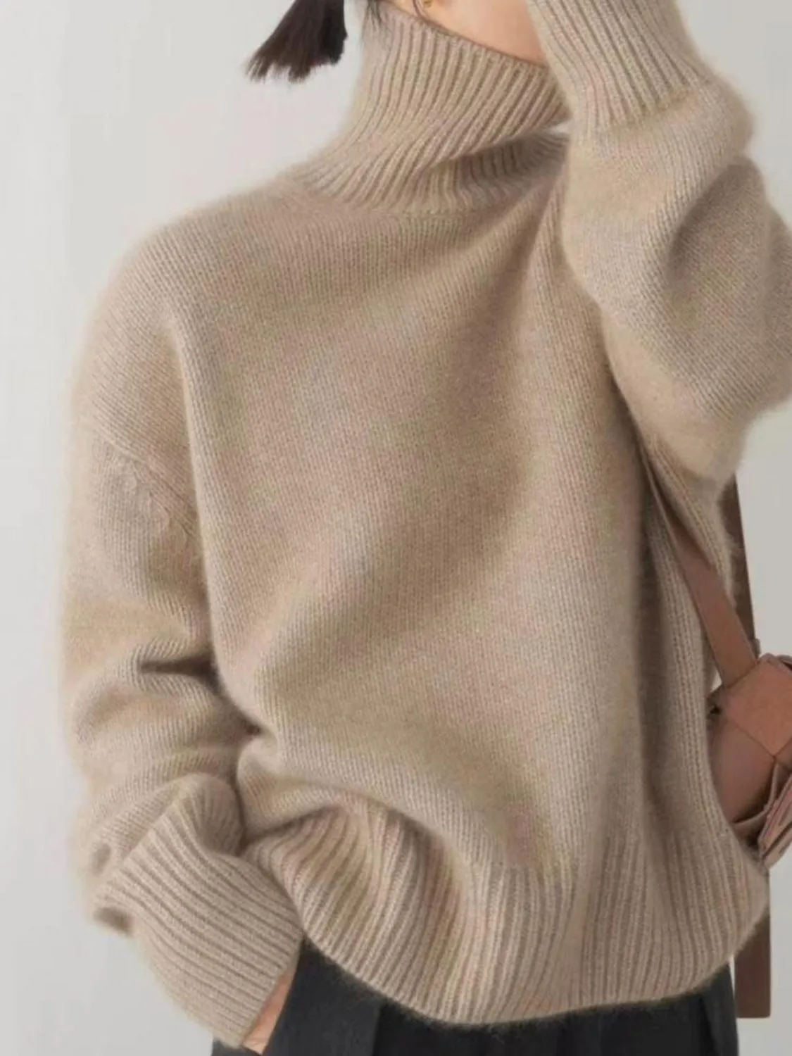 Ava Turtleneck Dropped Shoulder Oversized Sweater | 3 Colors | Poundton