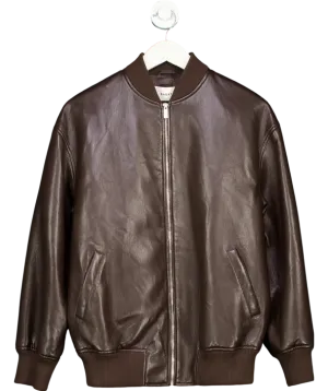 Babaton Brown Avedon Vegan Leather Bomber Jacket UK S
