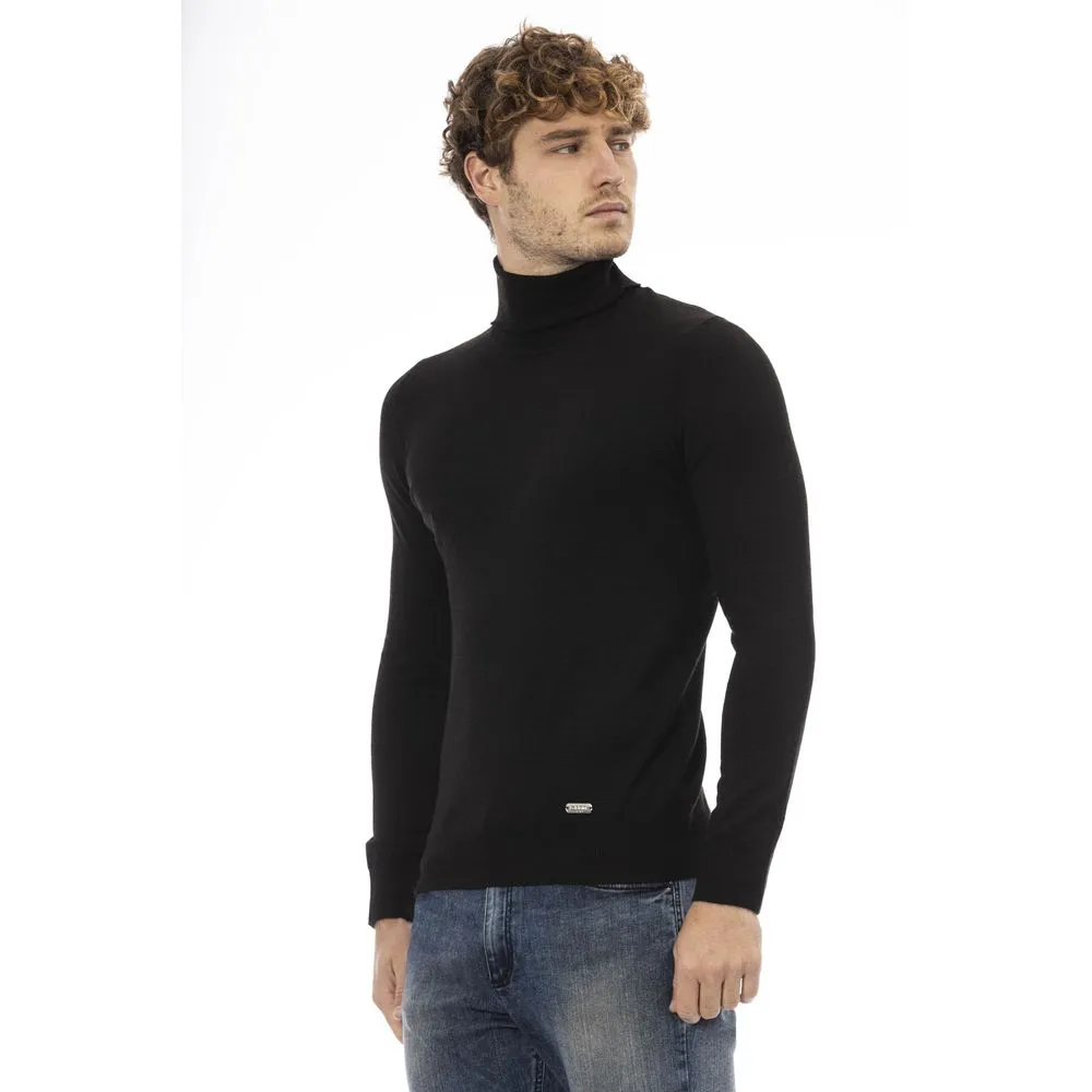 Baldinini Trend Black Wool Men Sweater Turtleneck Long Sleeve