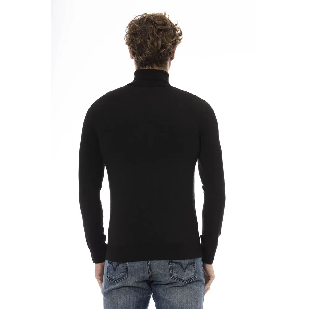 Baldinini Trend Black Wool Men Sweater Turtleneck Long Sleeve