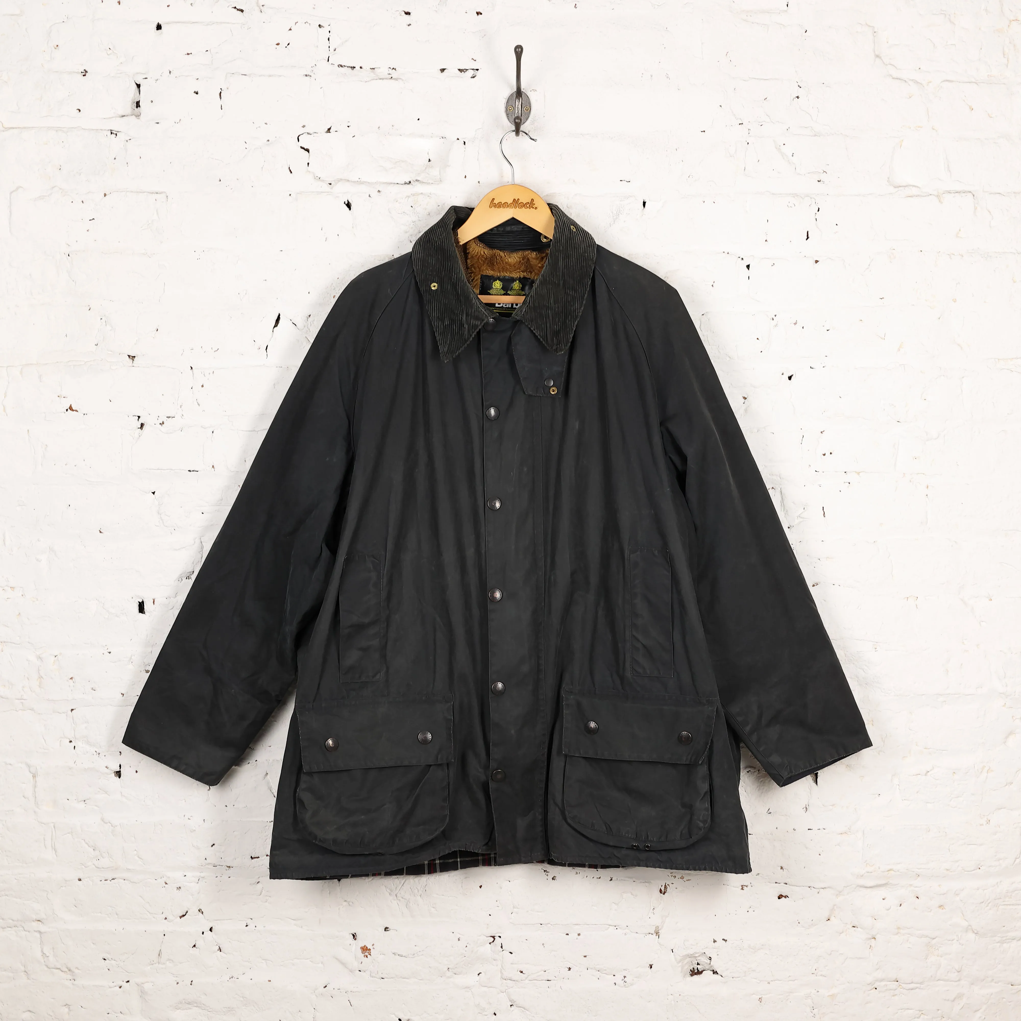 Barbour Beaufort With Pile Lining Wax Jacket Coat - Blue - XXL