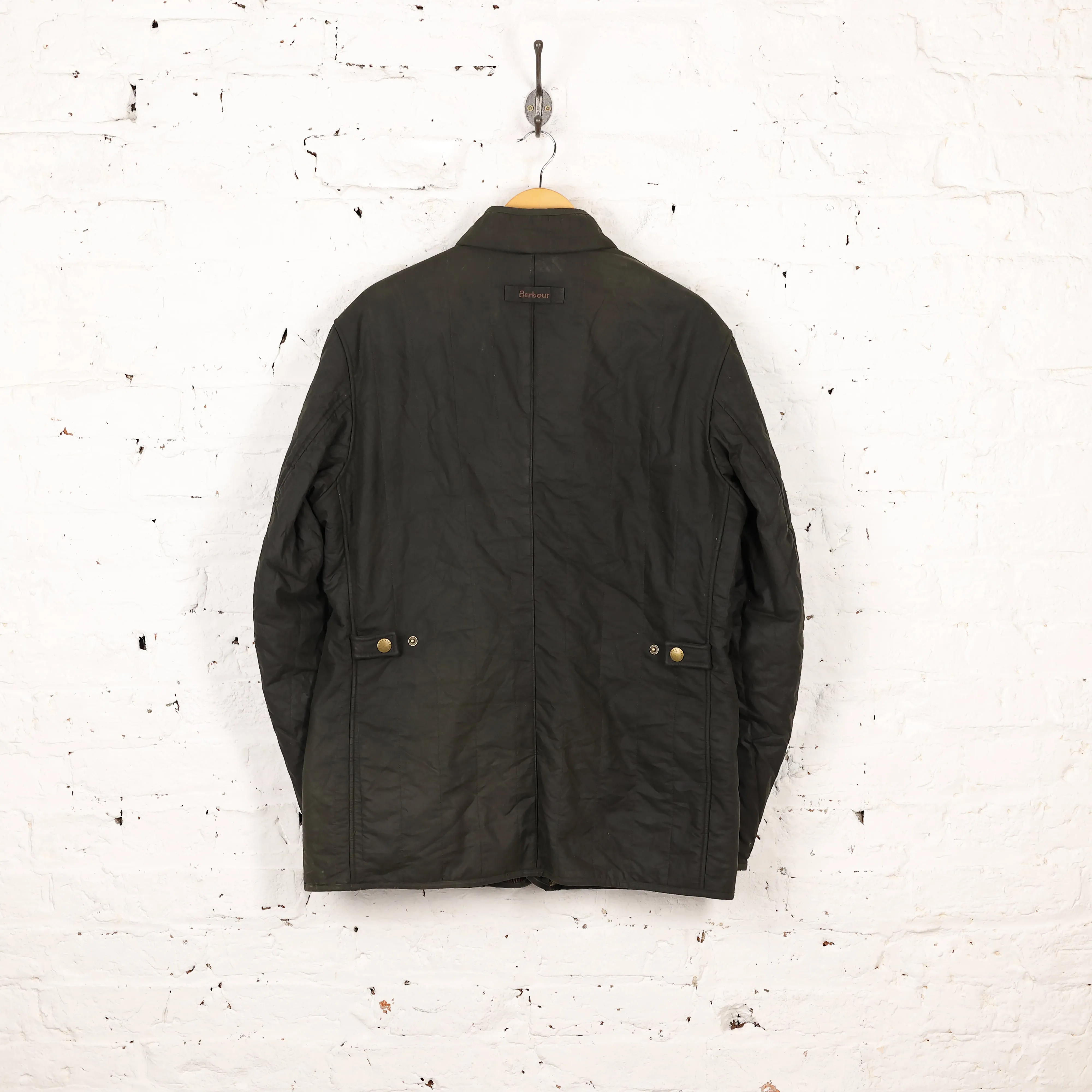 Barbour Edderton Wax Quilted Jacket - Green - XL