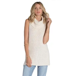 Billabong Women's Sidewaze Love Sleeveless turtleneck Tunic Sweater | Pearl | Large |SALE