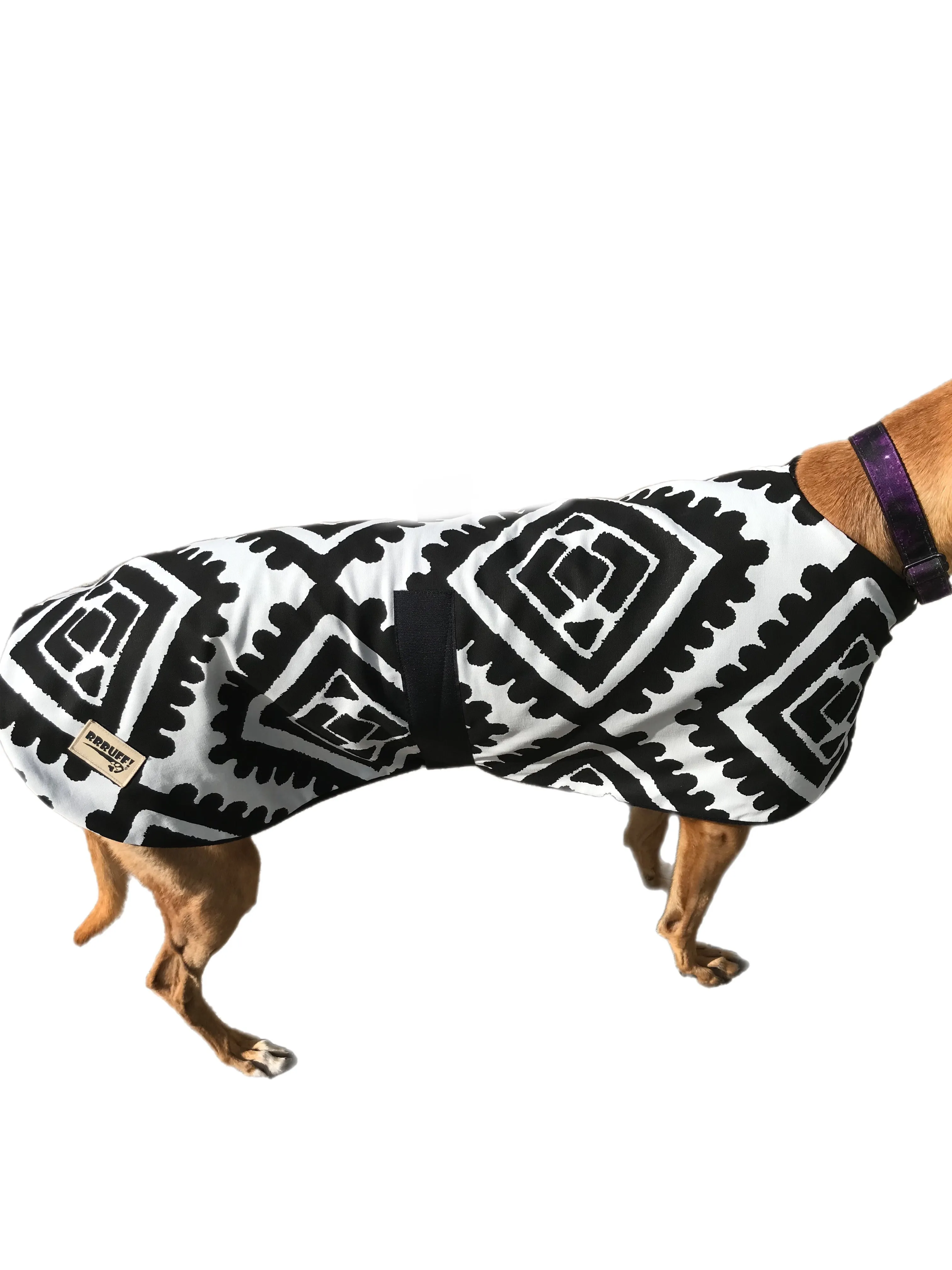Black & white Autumn range classic style Greyhound coat in  cotton & fleece washable clearance sale