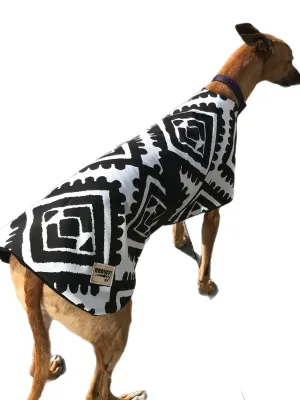 Black & white Autumn range classic style Greyhound coat in  cotton & fleece washable clearance sale