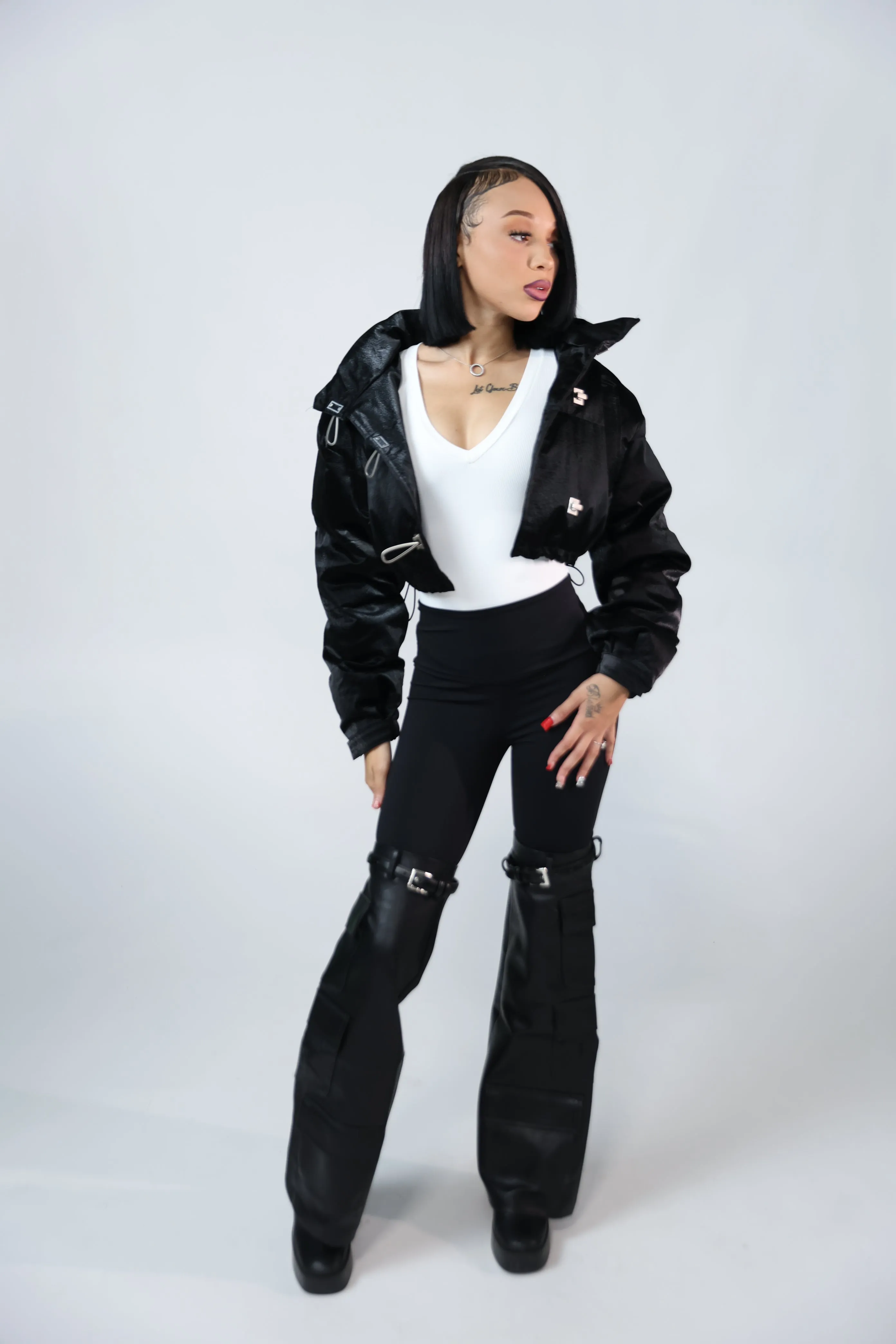 Black Leggings With Vegan Leather