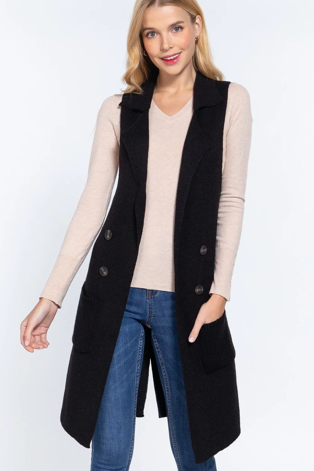 Black Long Sweater Vest - Final Sale