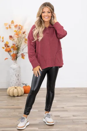 Black Wide Waistband Faux Leather Leggings