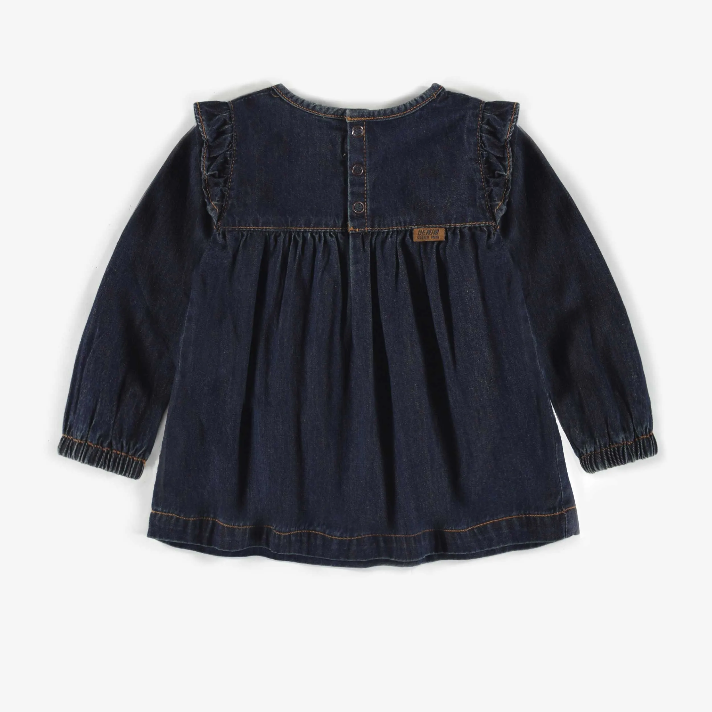 Blouse en denim léger avec volants, bébé || Light denim blouse with ruffles, baby