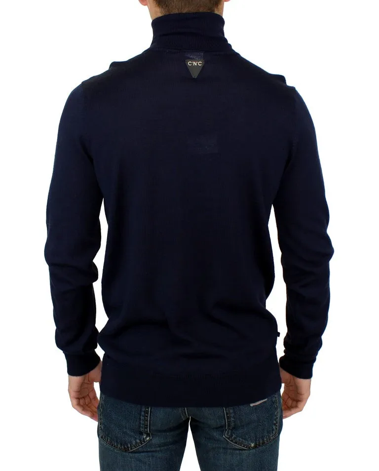 Blue turtleneck sweater