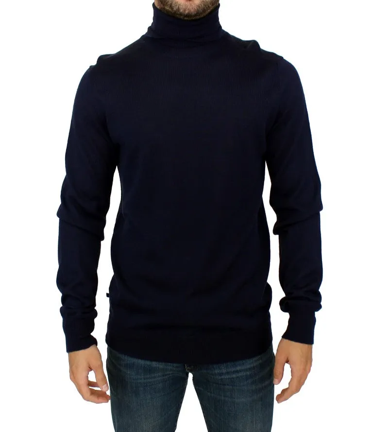 Blue turtleneck sweater