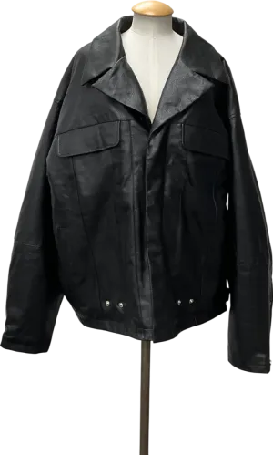 boohooMan Oversized Official Boxy Pu Collared Bomber Jacket In Black UK XL