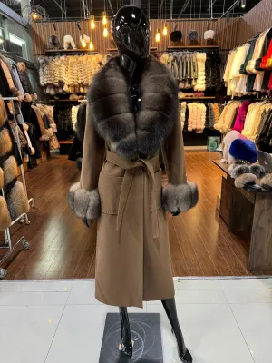 Brown Cashmere And Fox Fur Coat