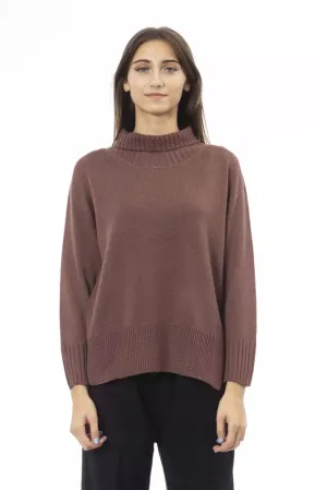 Brown Merino Wool Women Sweater
