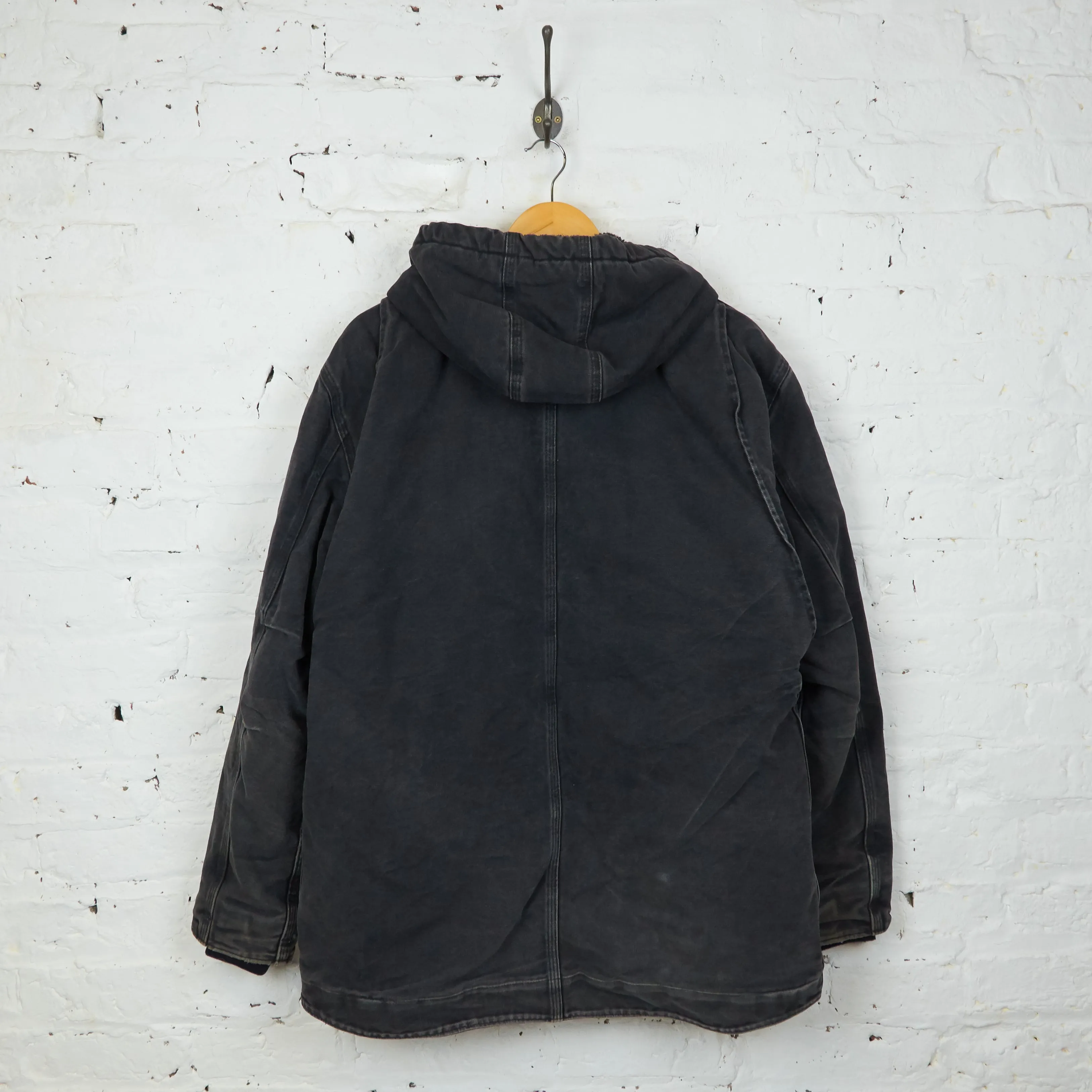Carhartt Fleece Lined Hooded Work Coat Jacket - Black - M