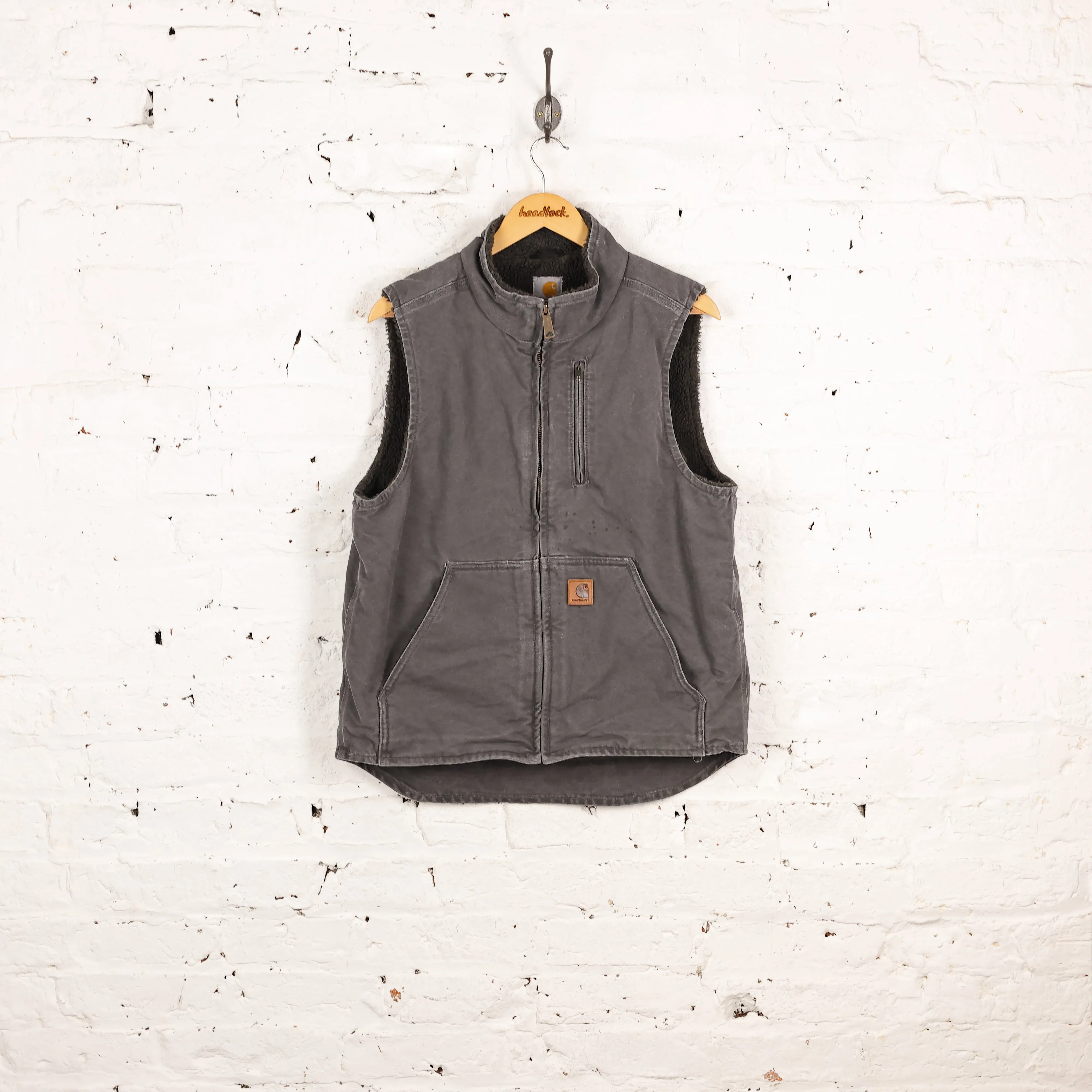 Carhartt Sleeveless Fleece Lined Work Gilet Jacket - Grey - M
