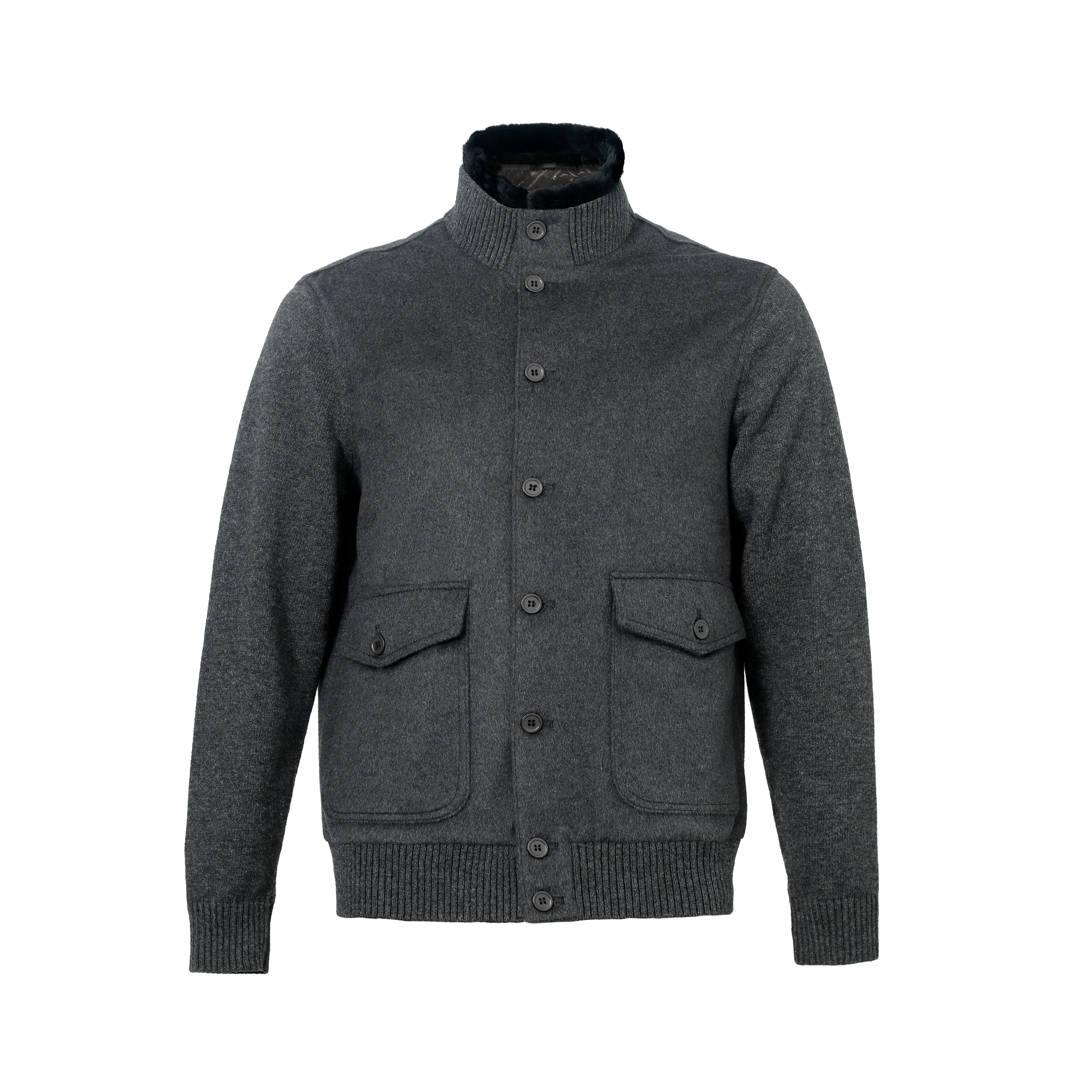 Cashmere Jacket with Rex Fur