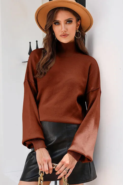 Cassidy Turtleneck Lantern Sleeve Sweater