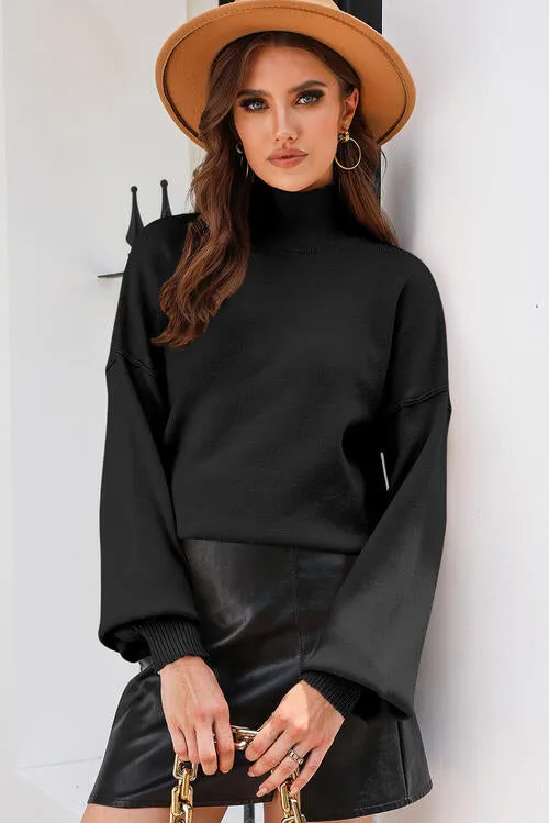 Cassidy Turtleneck Lantern Sleeve Sweater