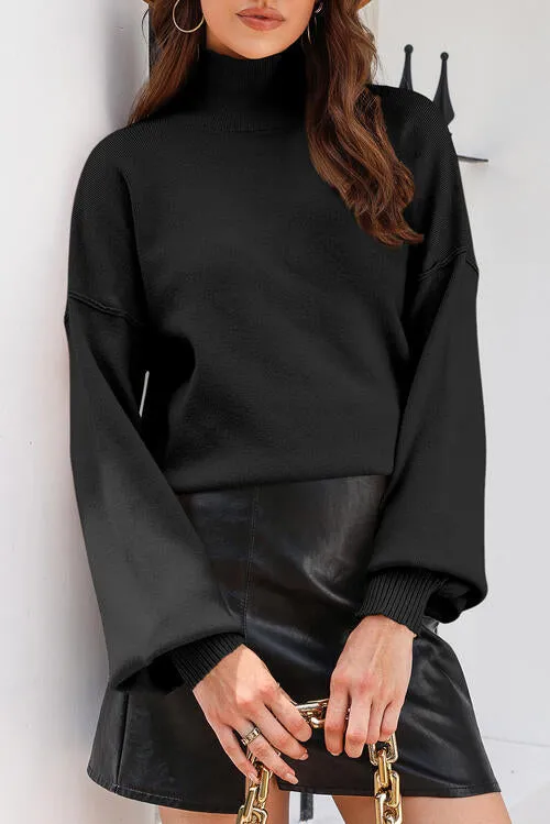 Cassidy Turtleneck Lantern Sleeve Sweater