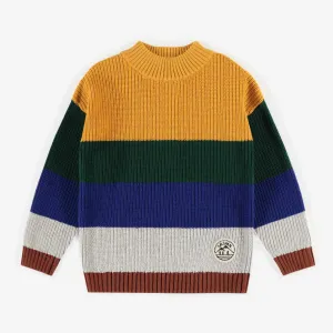 Chandail de maille ligné multicolore, enfant || Multicolor striped sweater, child