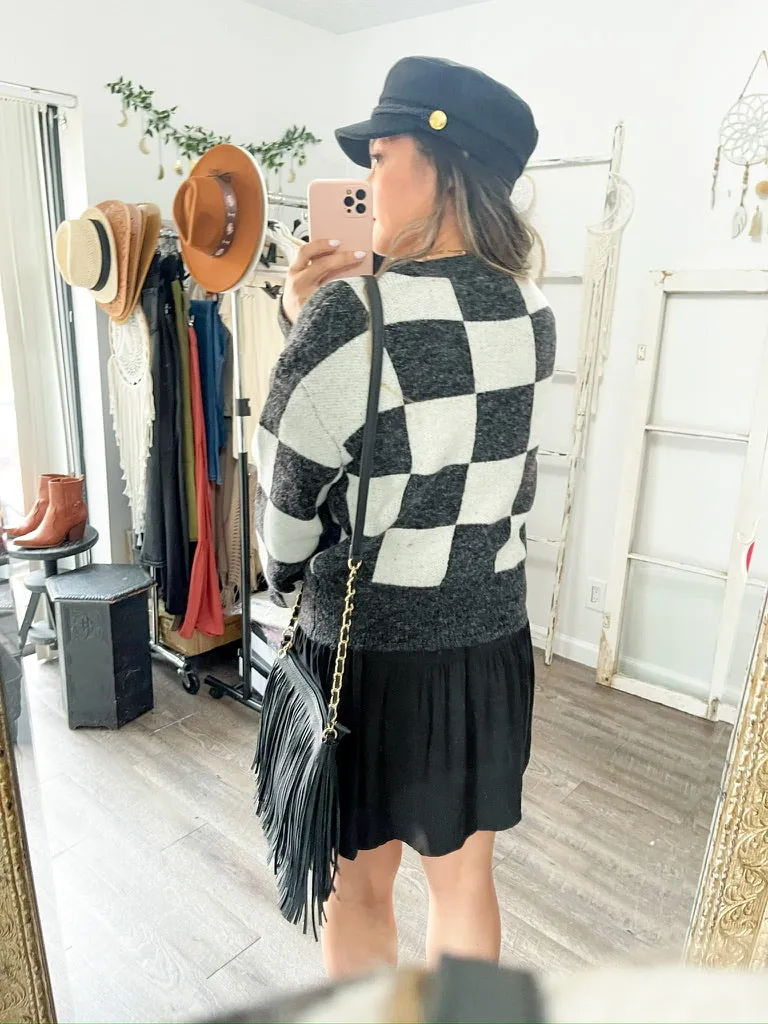 Checkered Long Sleeve Sweater