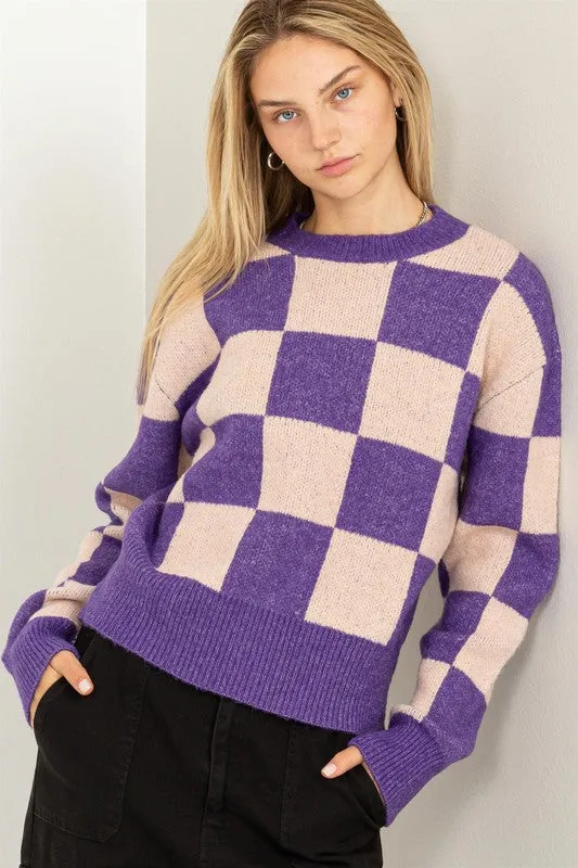 Checkered Long Sleeve Sweater