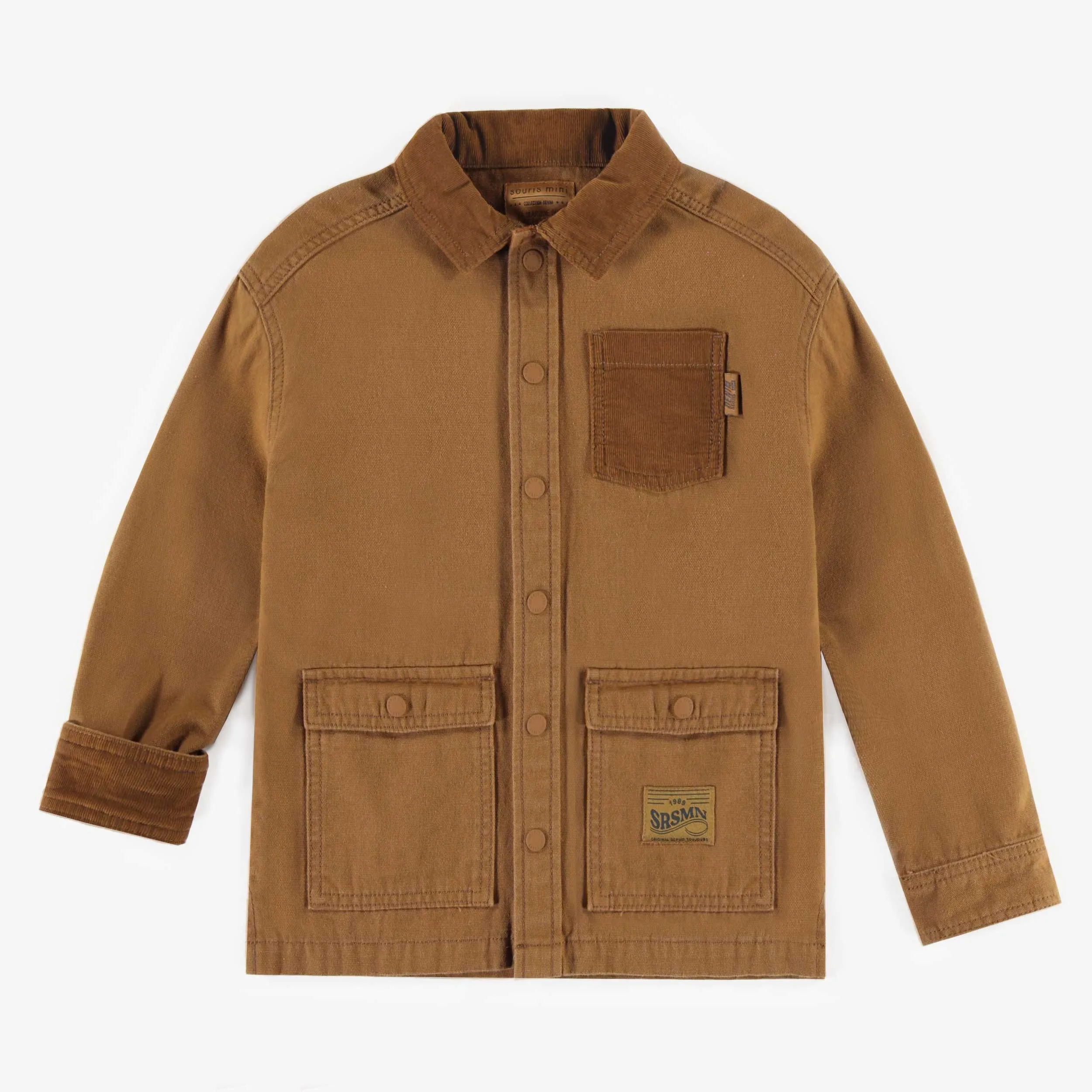Chemise caramel tissé en canevas, enfant  || Caramel woven canvas shirt, child
