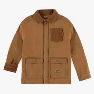 Chemise caramel tissé en canevas, enfant  || Caramel woven canvas shirt, child