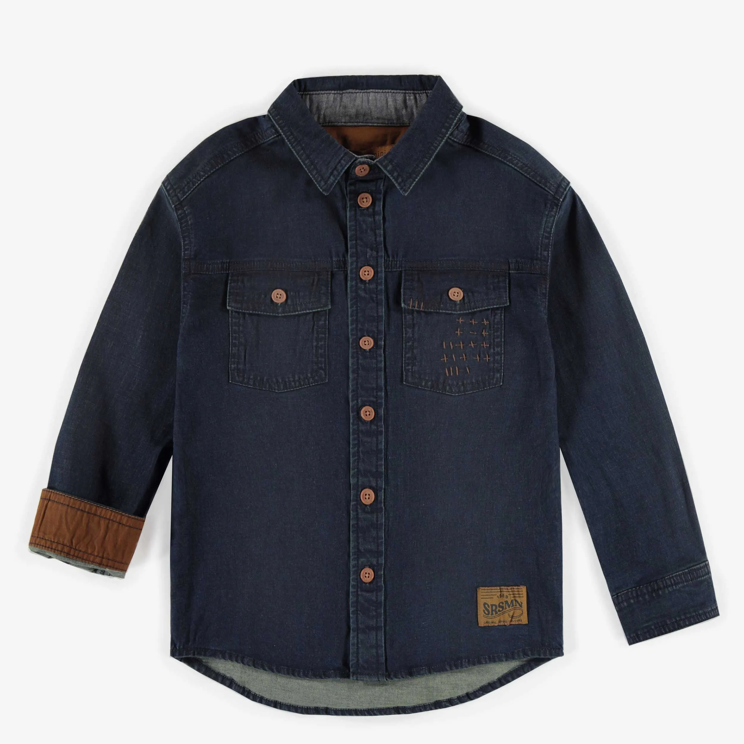 Chemise en denim foncé, enfant || Dark denim shirt, child