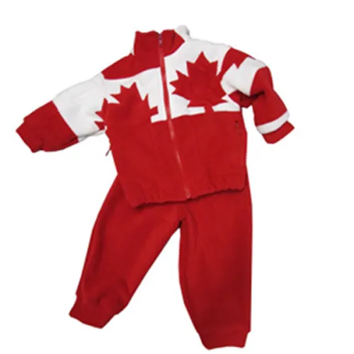 CHILD MAPLE LEAF PATCHWORK BOMBER JACKET SET RED