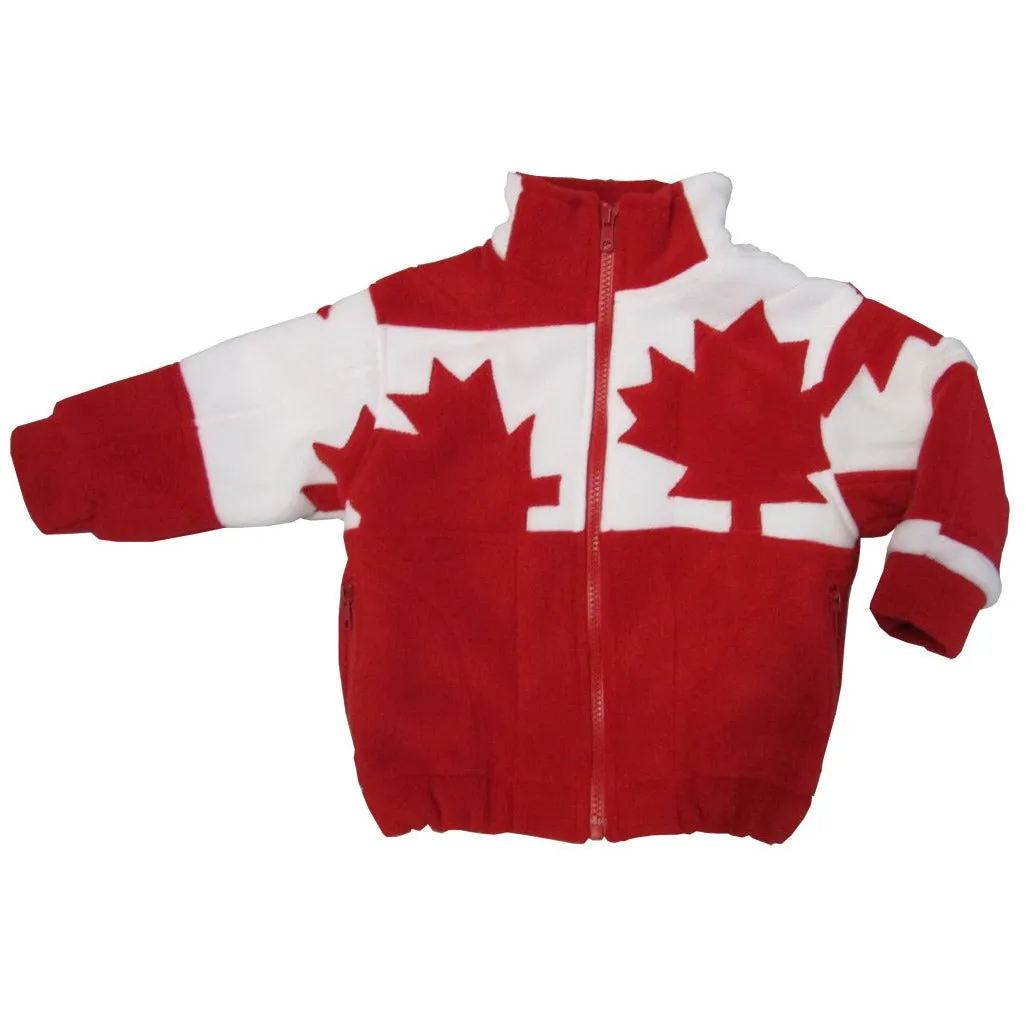 CHILD MAPLE LEAF PATCHWORK BOMBER RED