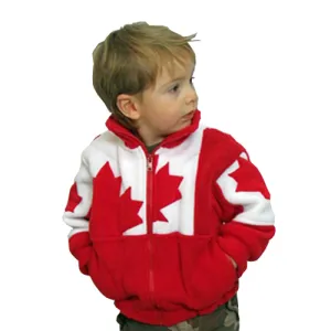 CHILD MAPLE LEAF PATCHWORK BOMBER RED