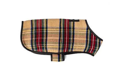 Chilly Dog Dog Blanket Coat Tan Tartan