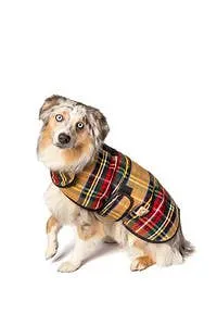 Chilly Dog Dog Blanket Coat Tan Tartan
