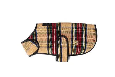 Chilly Dog Dog Blanket Coat Tan Tartan
